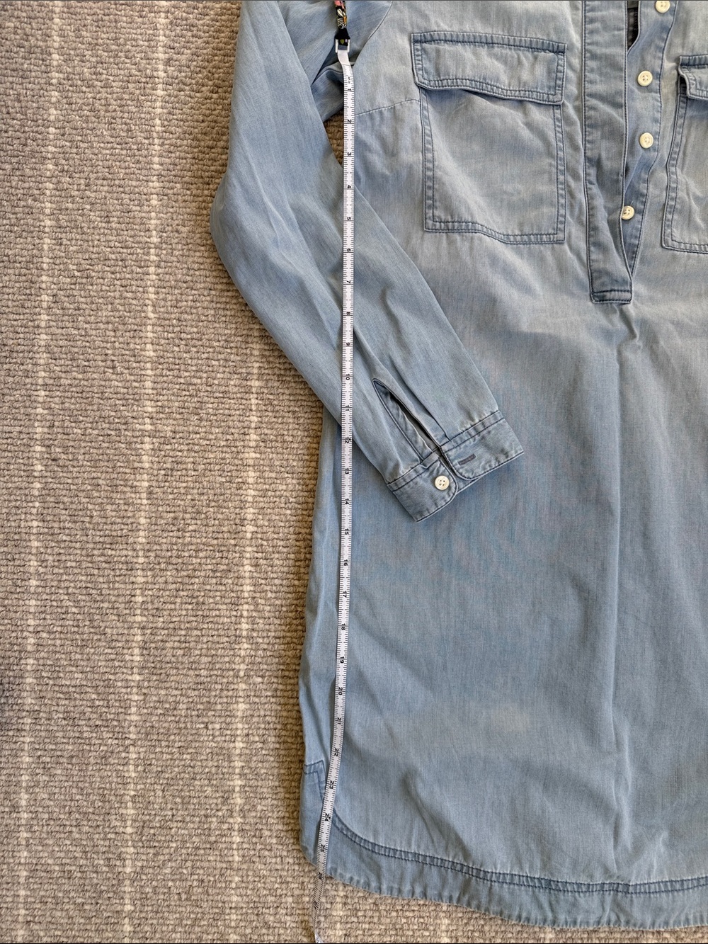 J. Crew Factory Light Blue Denim Button-Front Tunic Women’s Size Small - Picture 4 of 7